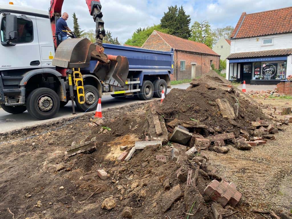 This is a photo of a dig out being carried out for the installation of a new tarmac driveway. Works being carried out by NS Driveways Caterham