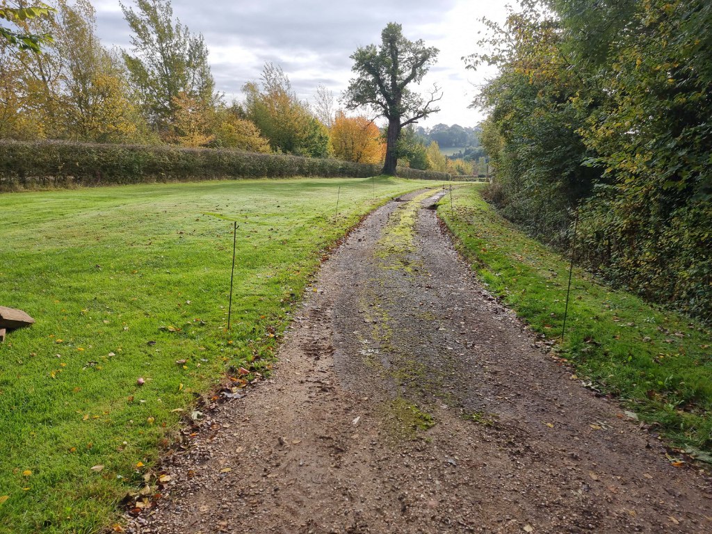 This is a large driveway which is just about to have a tar and chip driveway installed on by NS Driveways Caterham